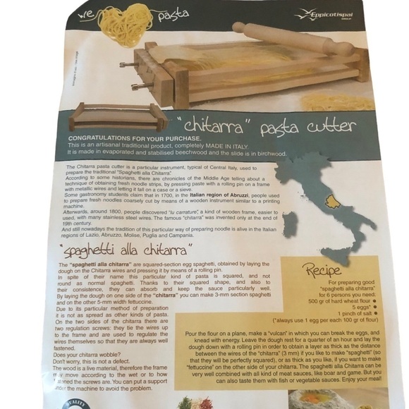 Eppicotispai Chitarra Pasta Cutter Rustic Wood Made in Italy NEW Beechwood - Picture 6 of 8